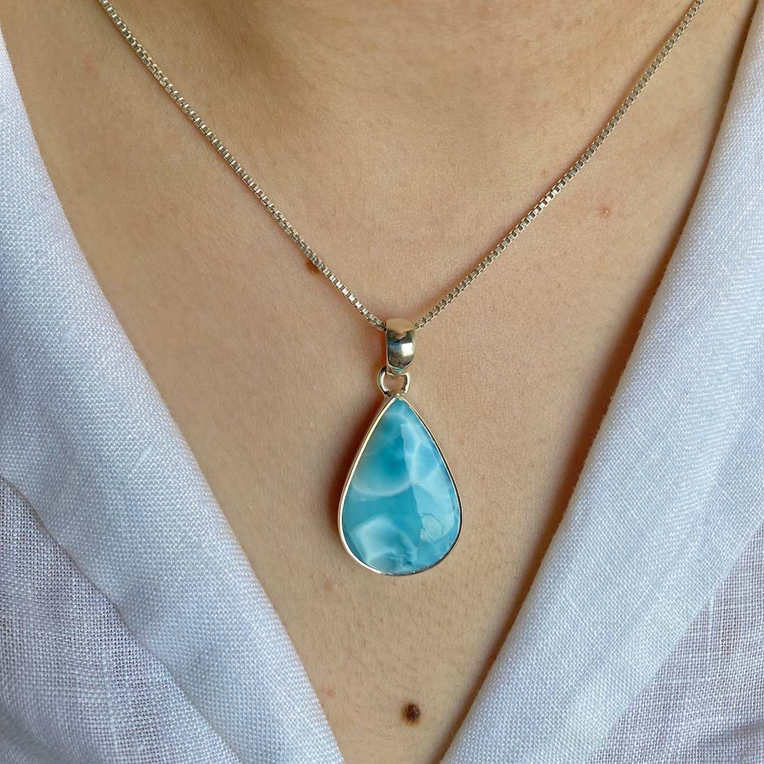 Premium Larimar Healing Pendant - LAR-P-34