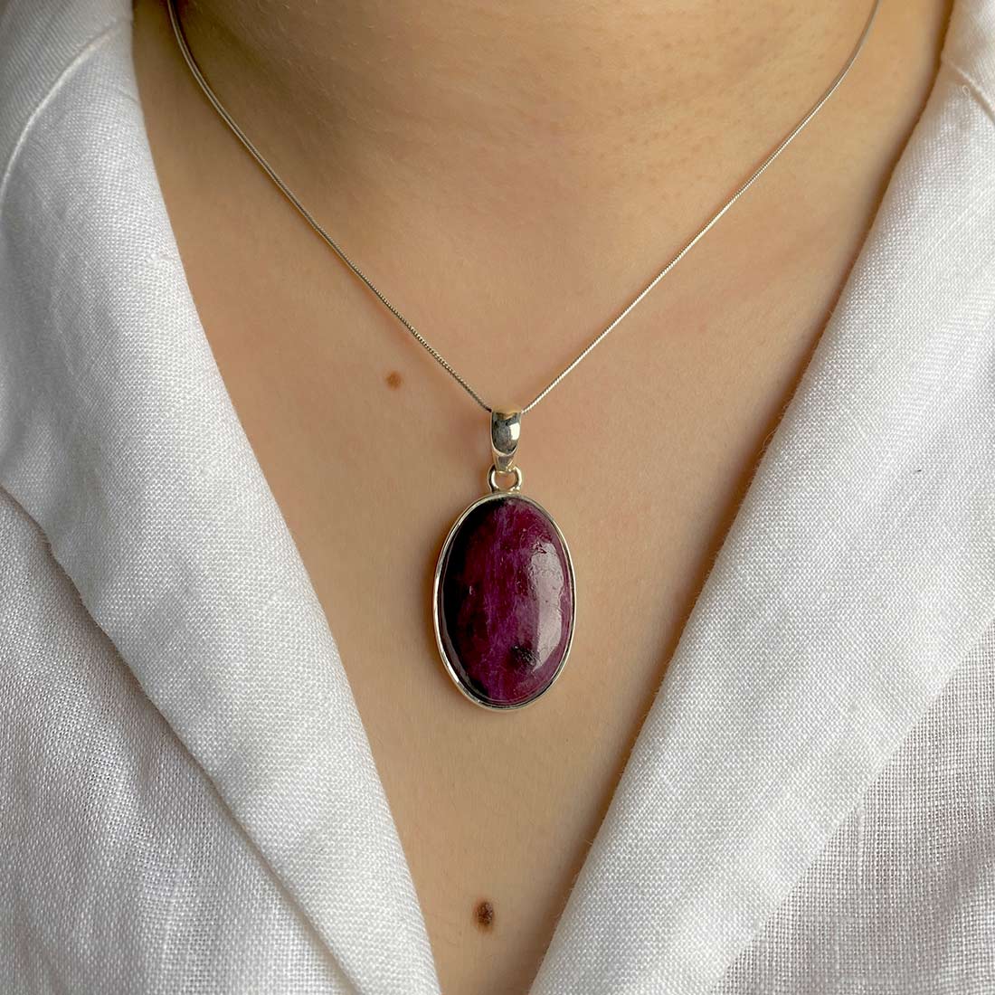 Premium Pink Ruby Zoisite Pendant - Elegant 925 Sterling Silver Jewelry