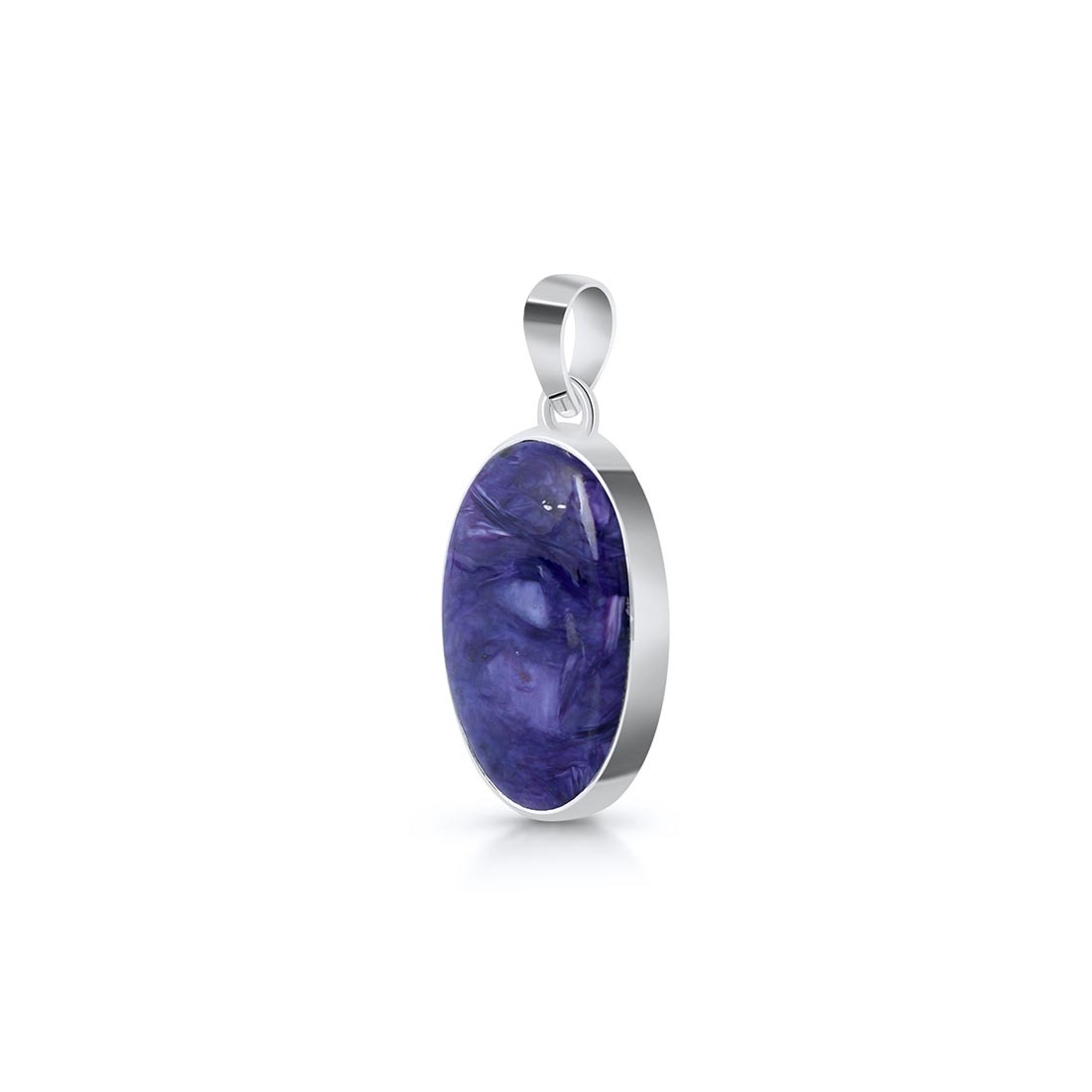 Premium Charoite Silver Pendant - Elegant Purple Gemstone Jewelry