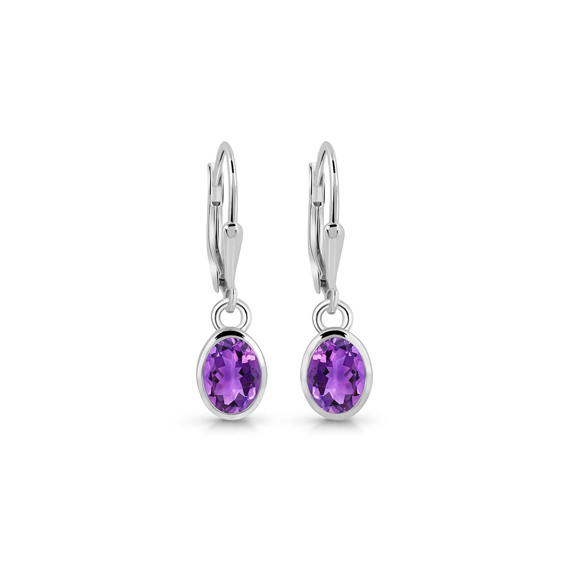 Premium Amethyst Leverback Earrings - Elegant Purple Gemstone Jewelry