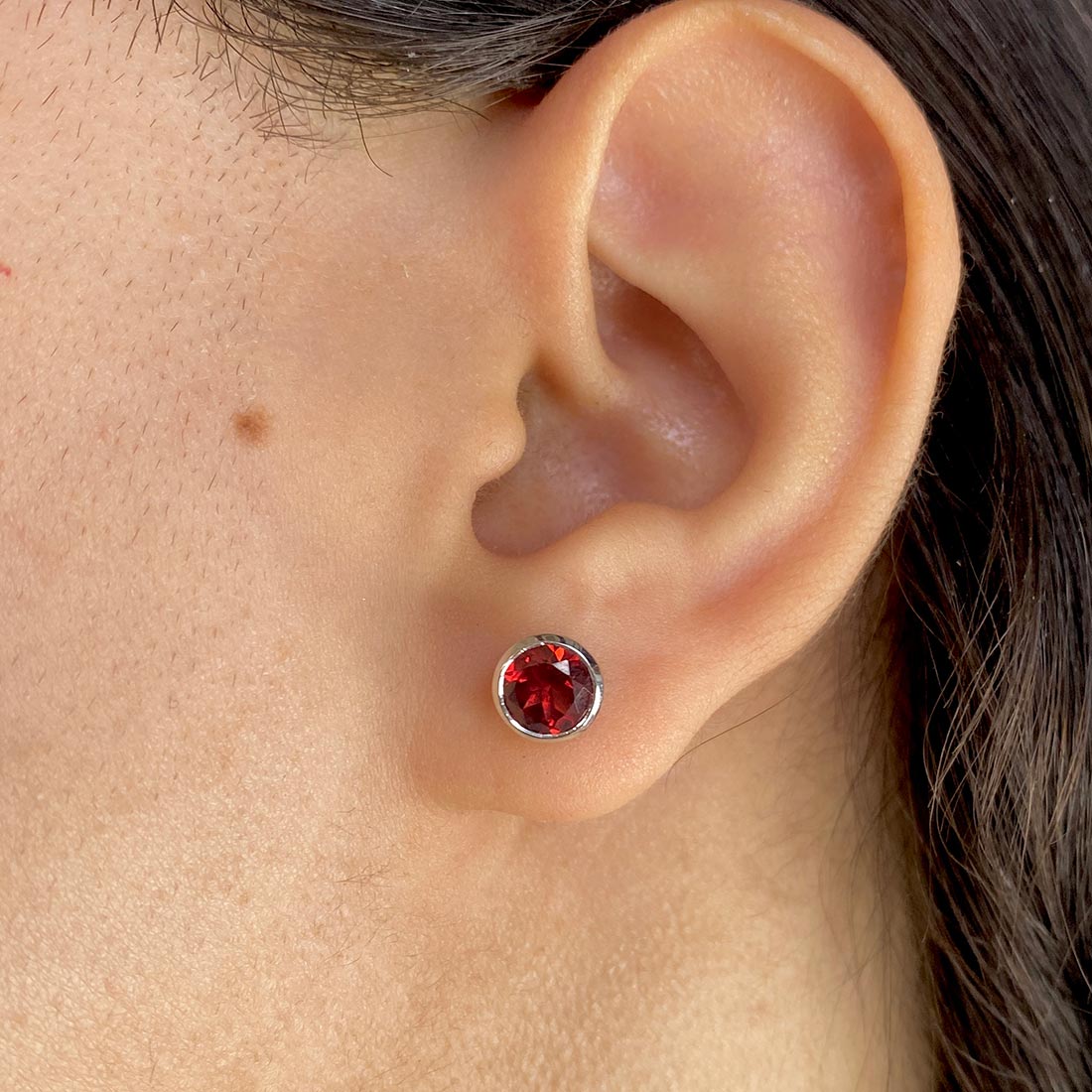 Premium Dainty Garnet Stud Earrings - Elegant 925 Sterling Silver (GAR-SE-1426)