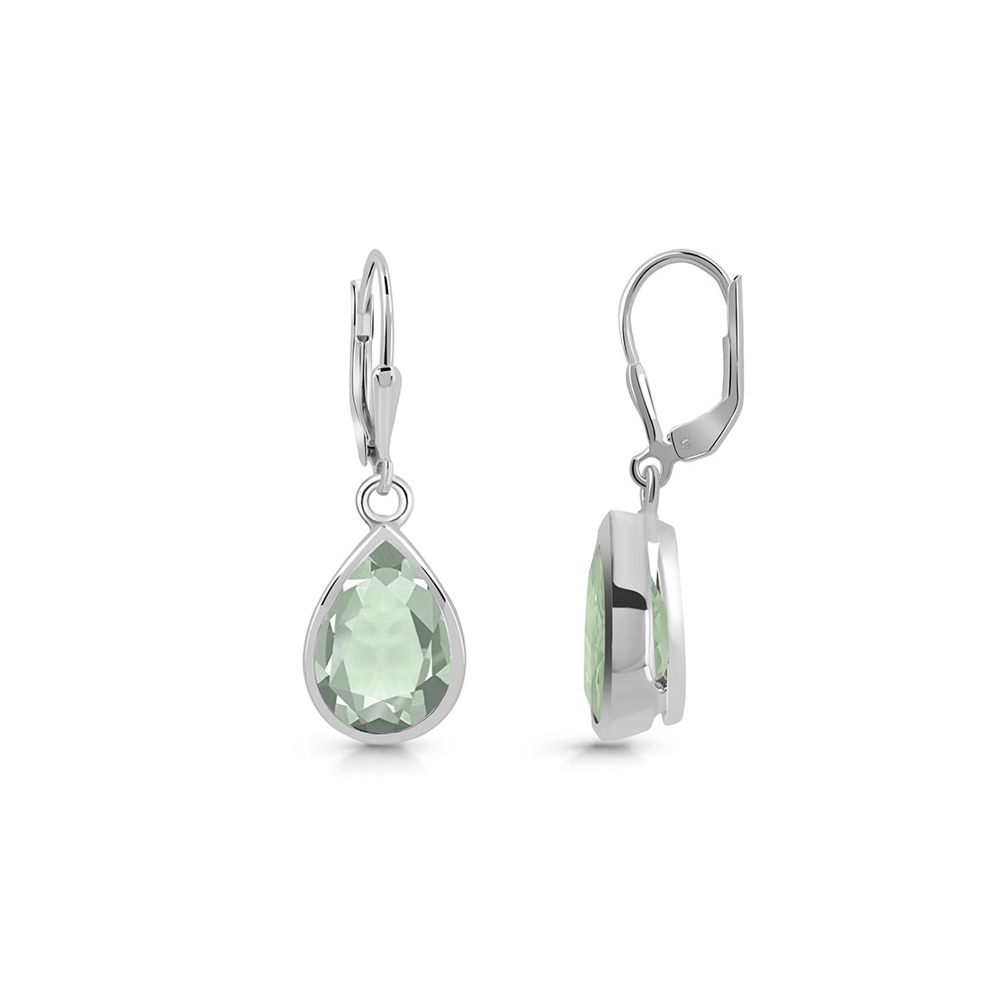 Premium Green Amethyst Leverback Earrings - Elegant Healing Jewelry