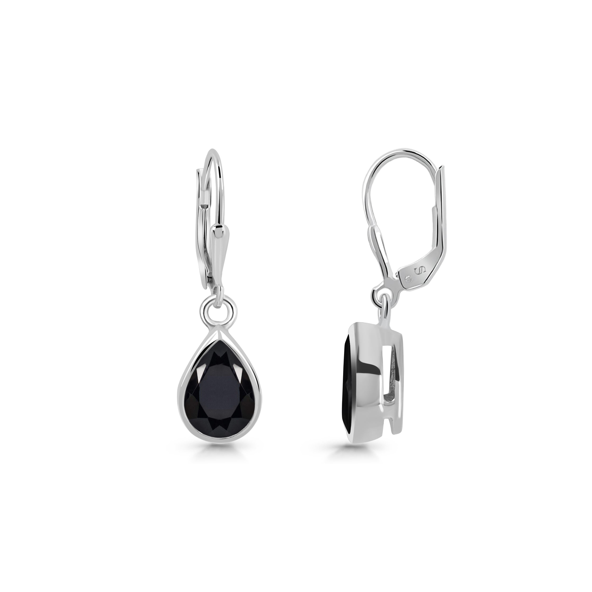 Premium Black Tourmaline Leverback Earrings - Elegant & Protective