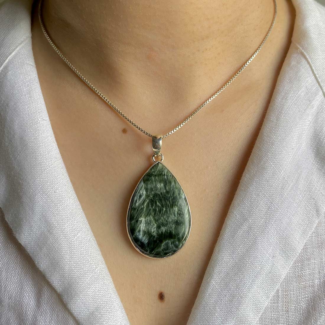 Premium Seraphinite Pendant - Ultimate Elegance (SER-P-7)