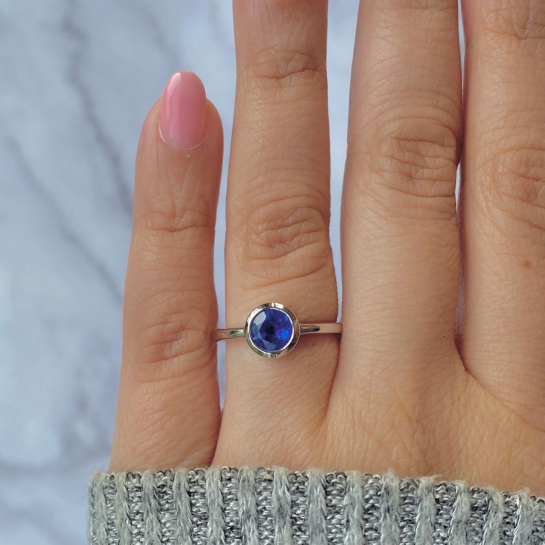 Premium Blue Kyanite Ring - Sterling Silver Elegance