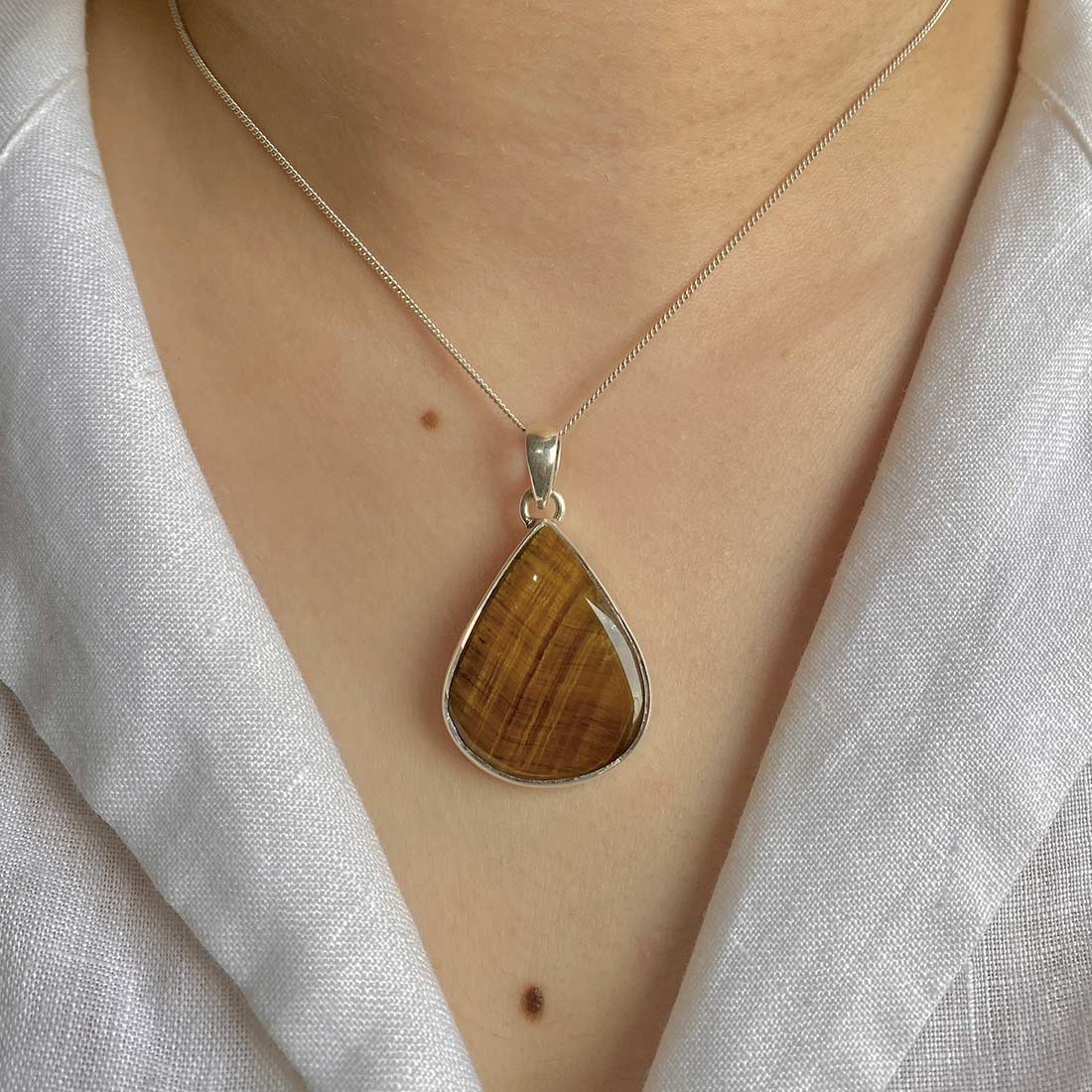 Premium Tiger Eye Statement Pendant - Elegant 925 Sterling Silver (TGE-P-7)