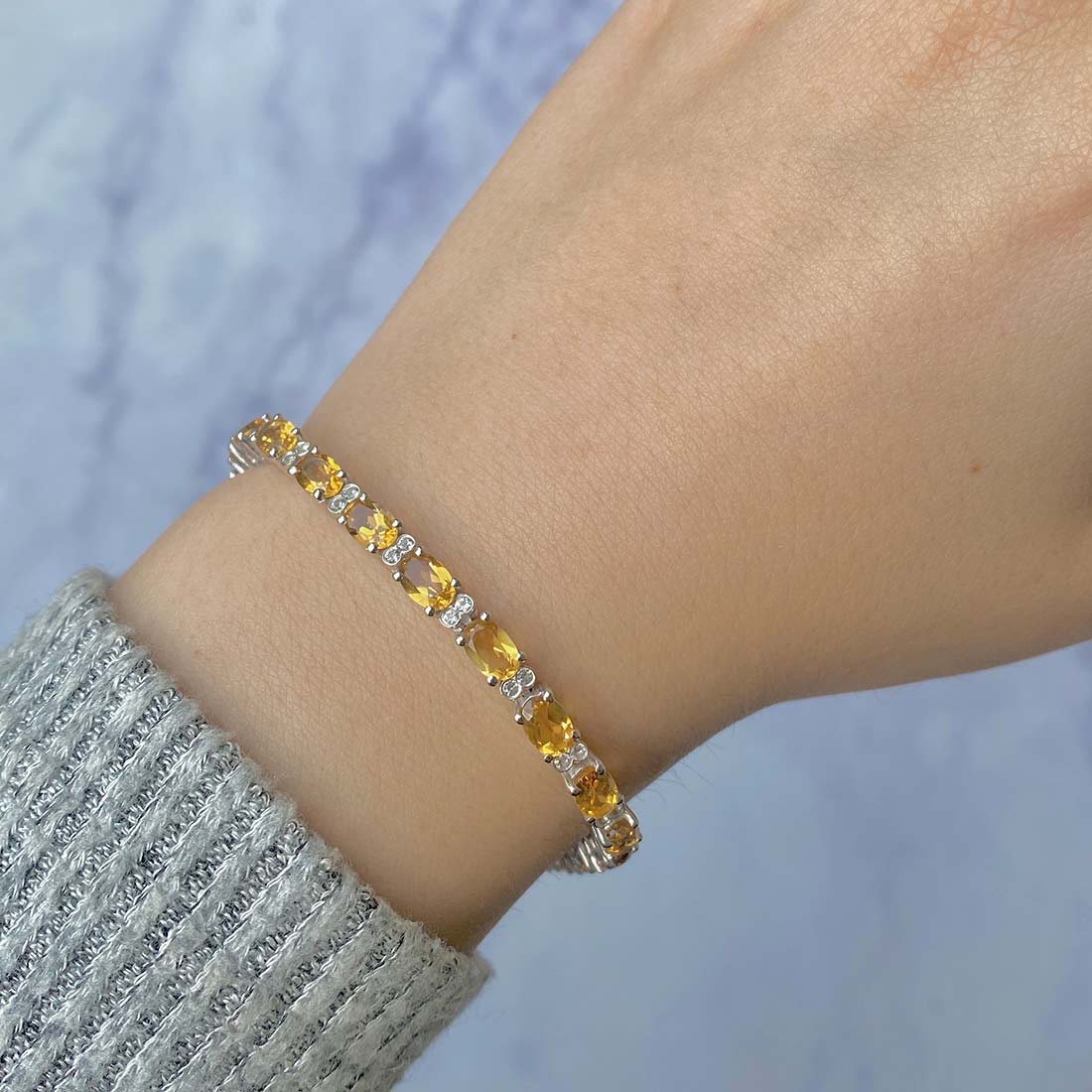 Premium Citrine Bracelet - Elegant 925 Sterling Silver Jewelry (CIT-SB-109)