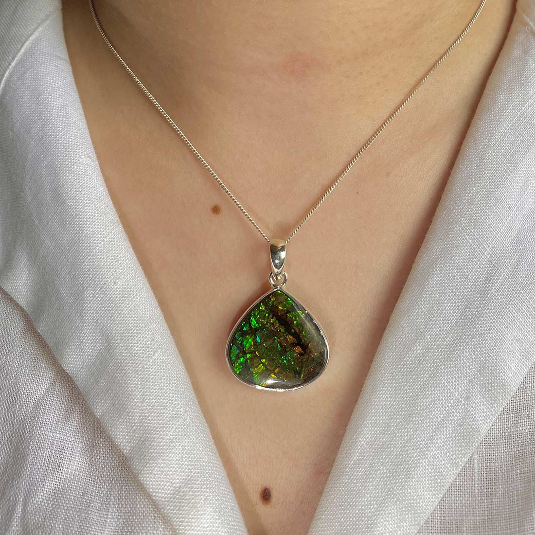 Premium Ammolite Pendant - Authentic Sagacia Jewelry (AML-P-30)