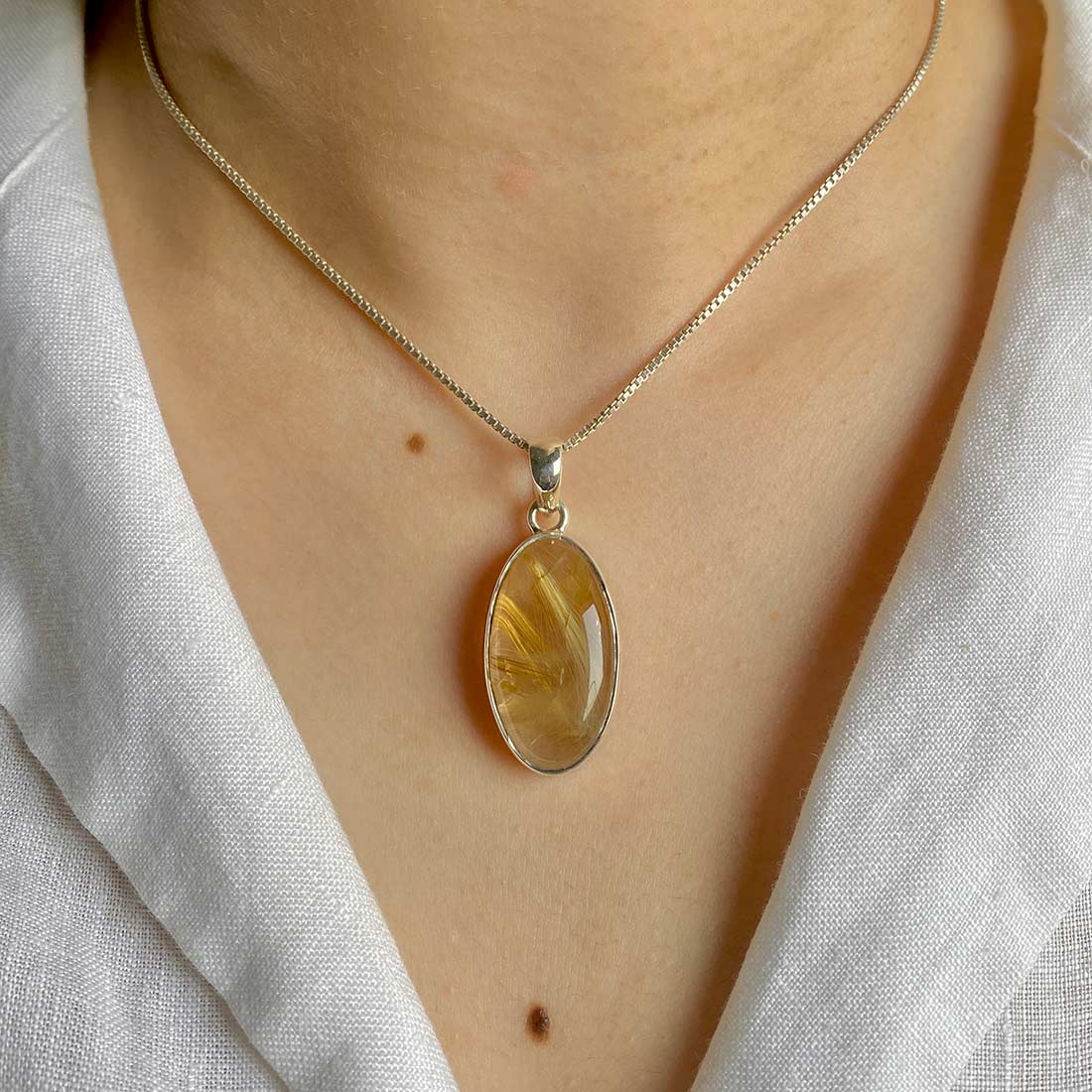 Premium Golden Rutile Pendant - Ultimate Elegance (GDR-P-16)