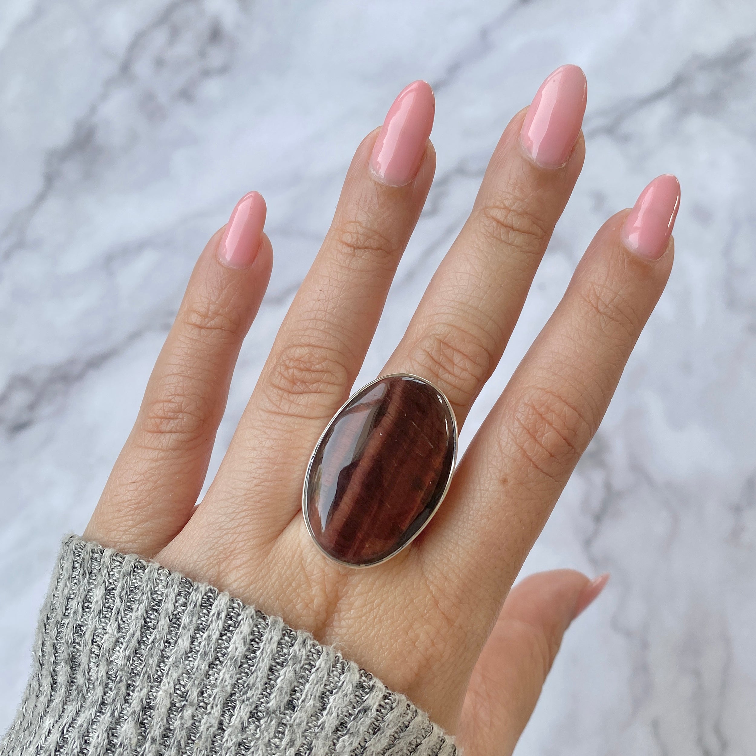 Premium Red Tiger Eye Adjustable Ring - Bold Statement Jewelry