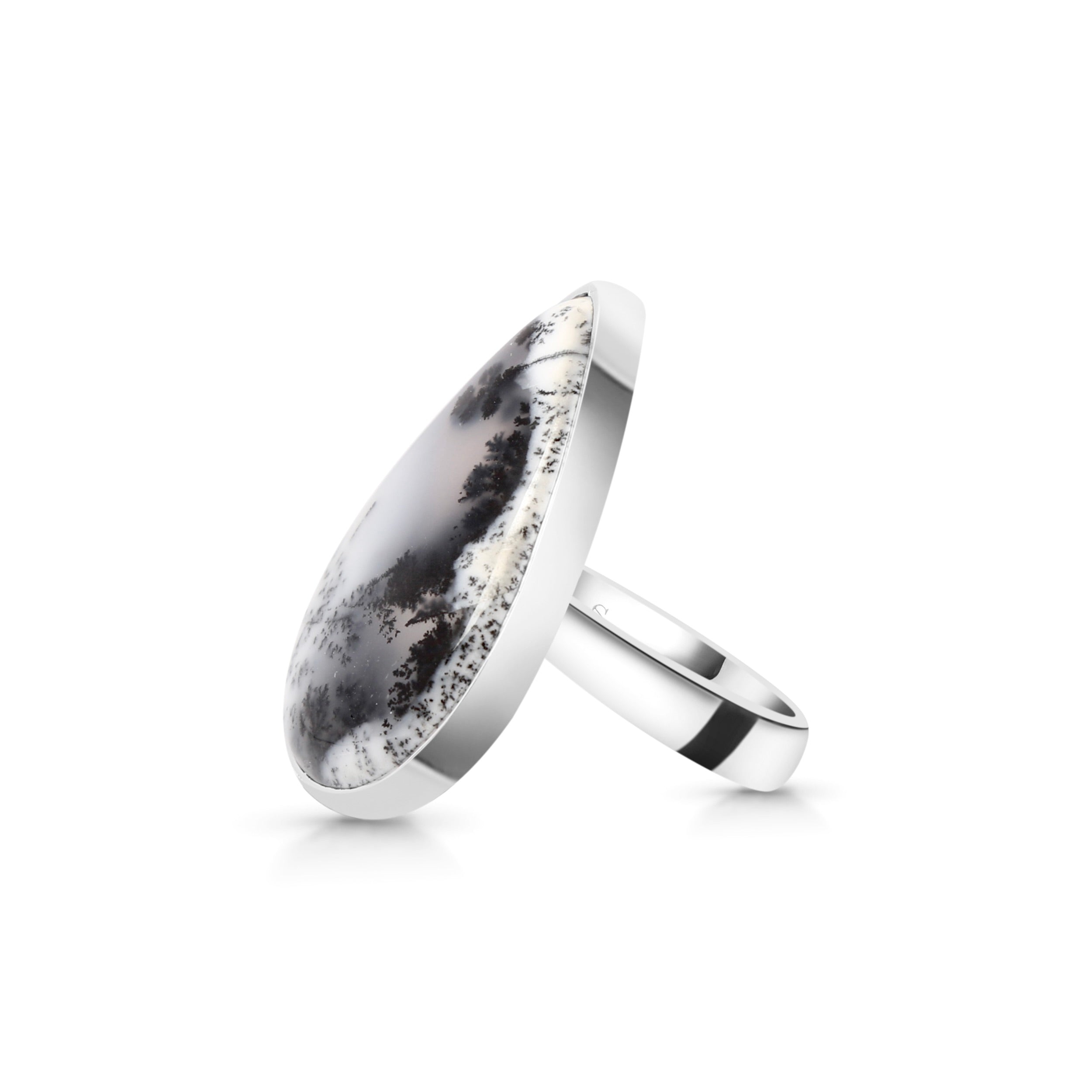 Premium Dendritic Agate Adjustable Ring - Ultimate Elegance (DDA-R-16)