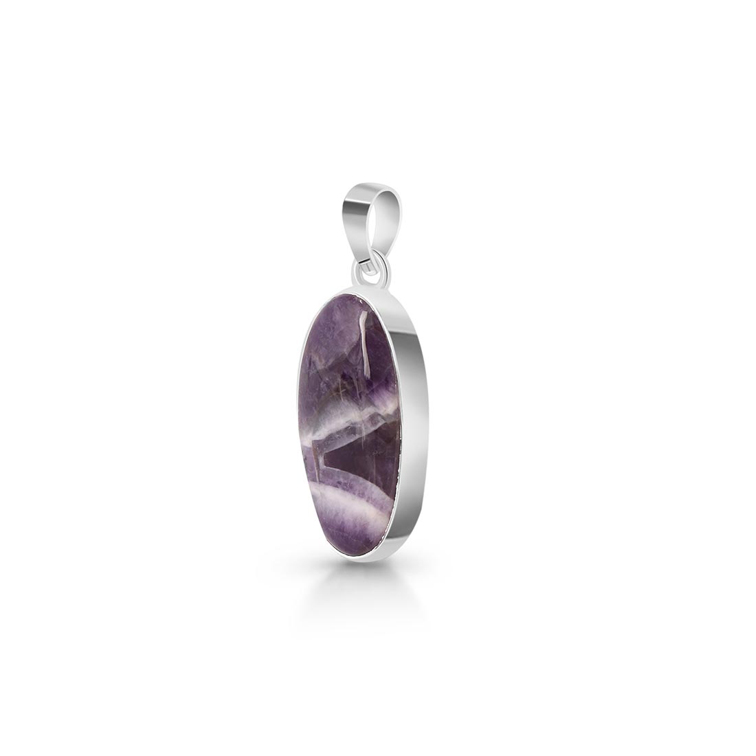 Premium Amethyst Lace Agate Pendant - Elegant Sterling Silver Jewelry