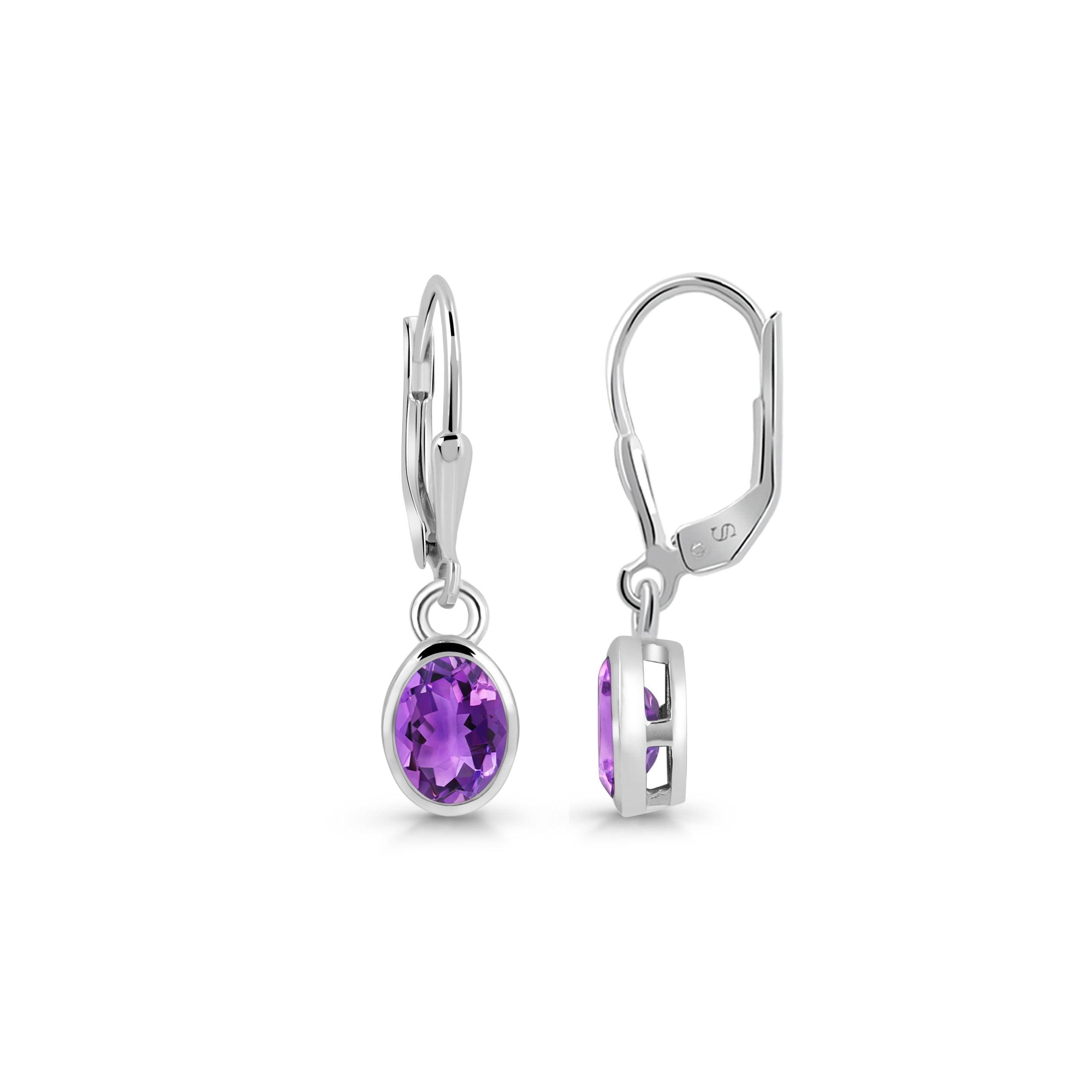 Premium Amethyst Leverback Earrings - Elegant Purple Gemstone Jewelry