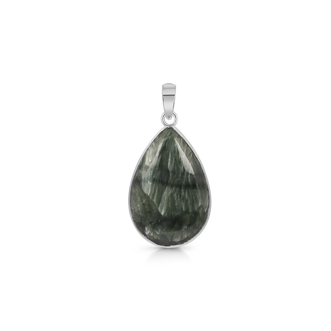 Premium Seraphinite Silver Pendant - Ultimate Elegance