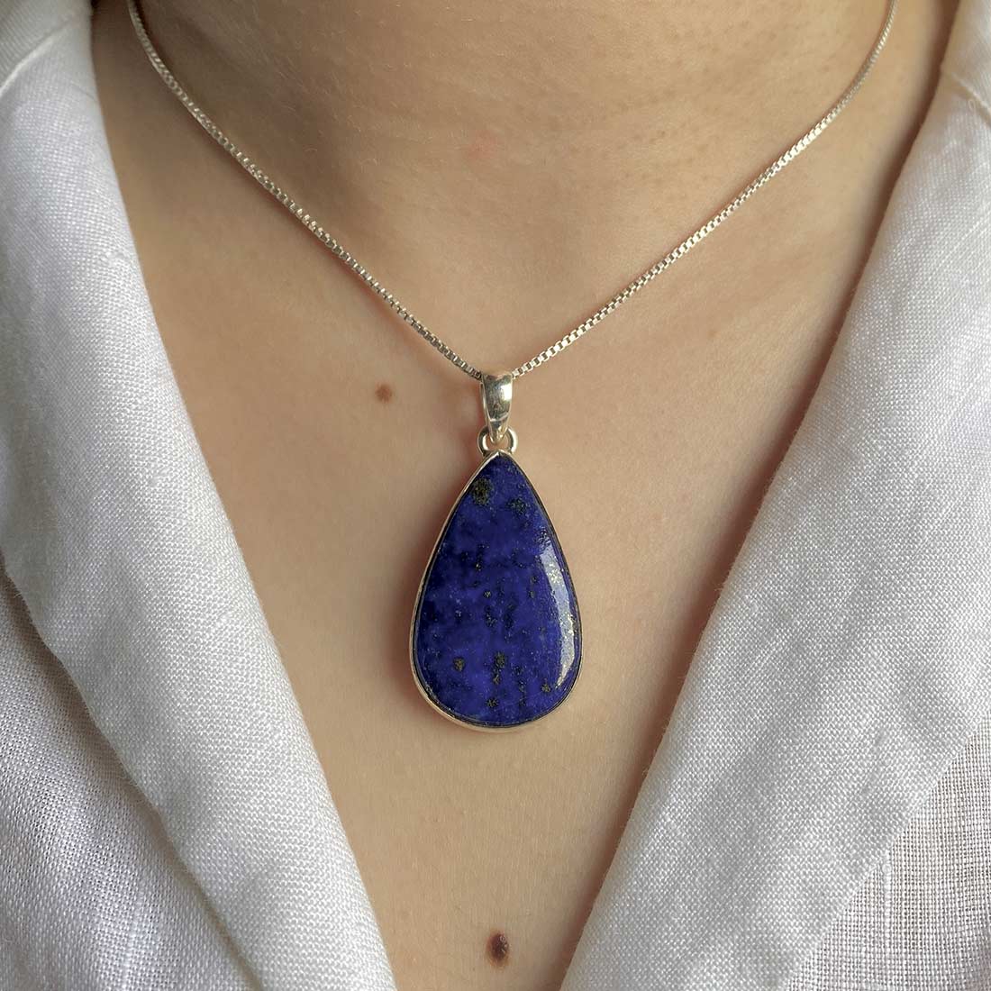 Premium Lapis Statement Pendant - Elegant 925 Sterling Silver