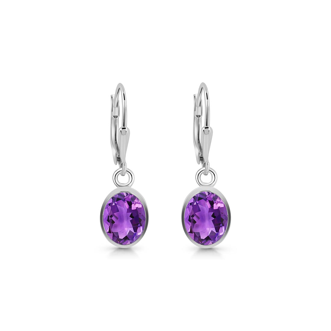 Sagacia Premium Amethyst Leverback Earrings - Elegant Purple Gemstone Jewelry