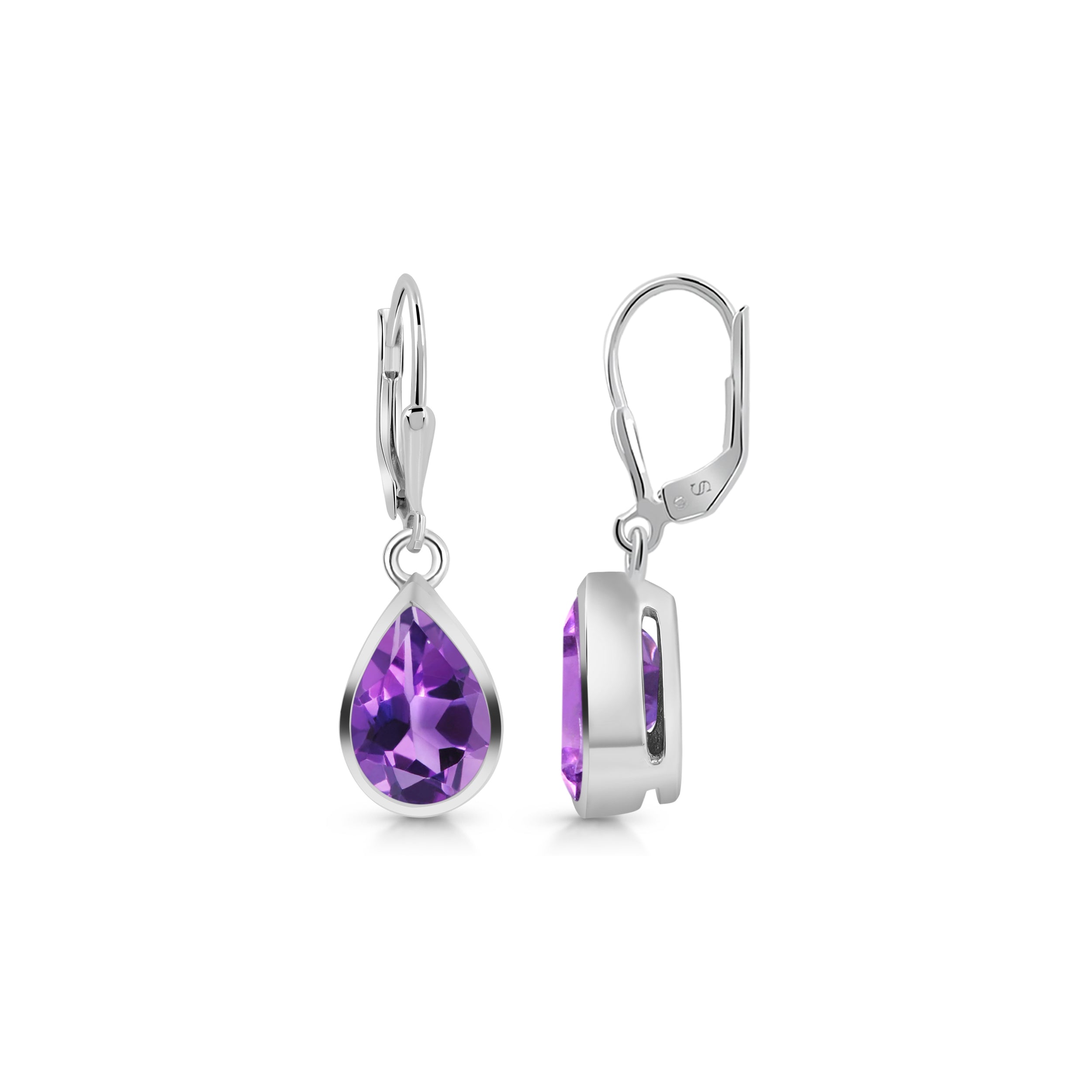 Premium Amethyst Leverback Earrings - Timeless Elegance (AMT-SE-707)