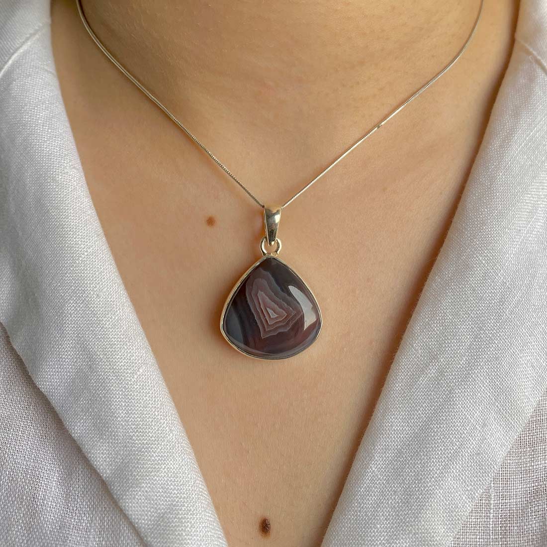 Premium Botswana Agate Pendant - Elegant Healing Jewelry