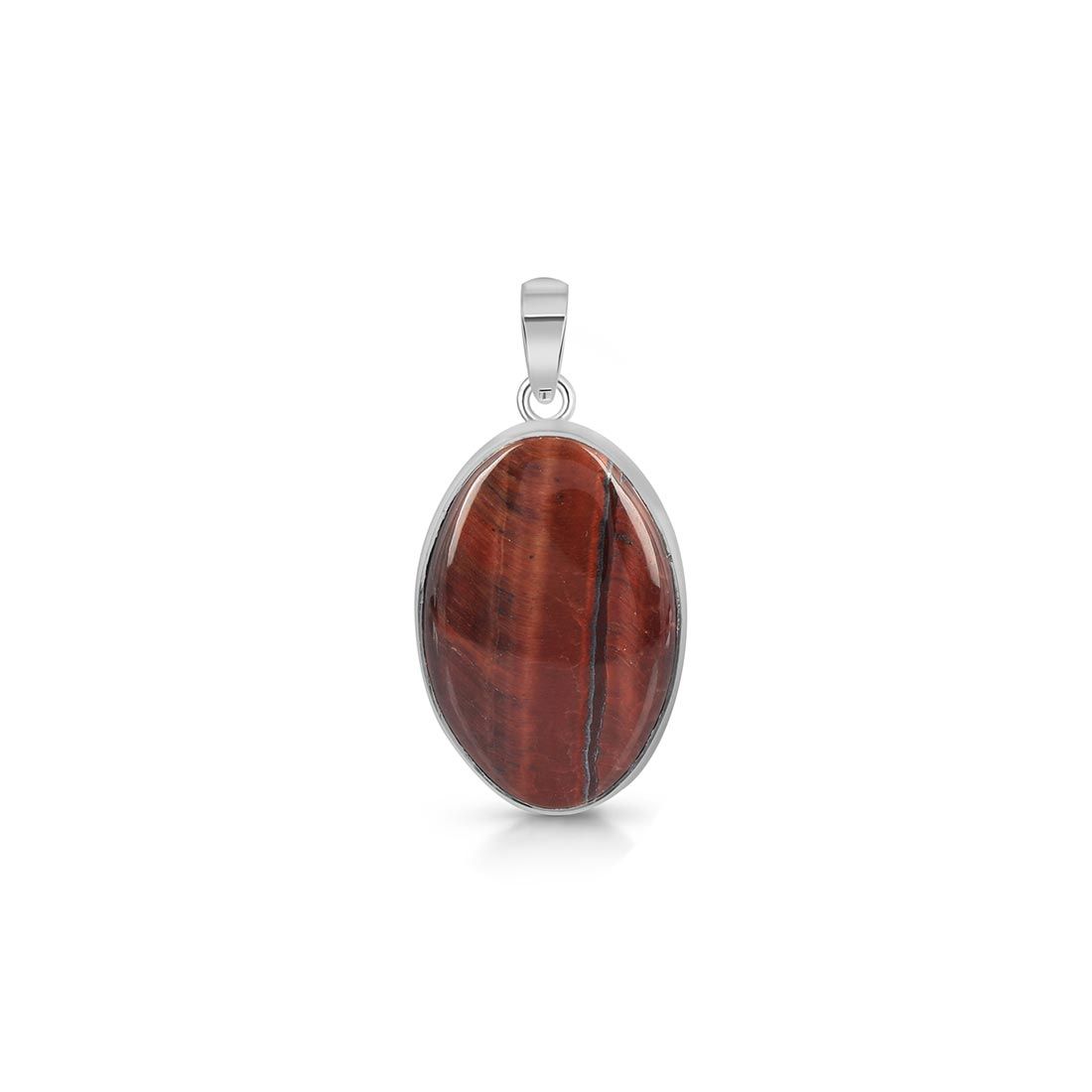 Premium Red Tiger Eye Pendant - Elegant 925 Sterling Silver Jewelry