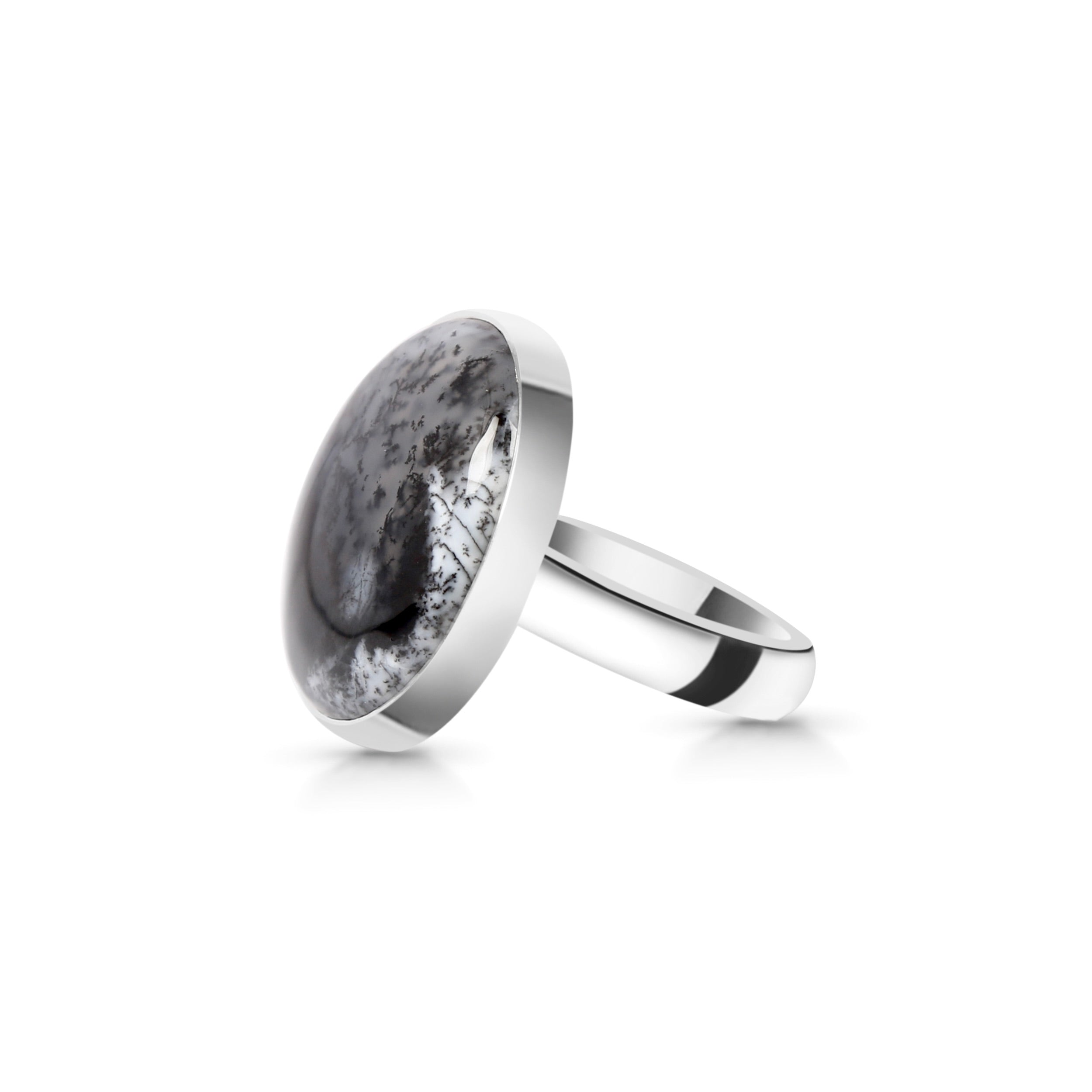 Premium Dendritic Agate Adjustable Ring - Ultimate Elegance (DDA-R-14)