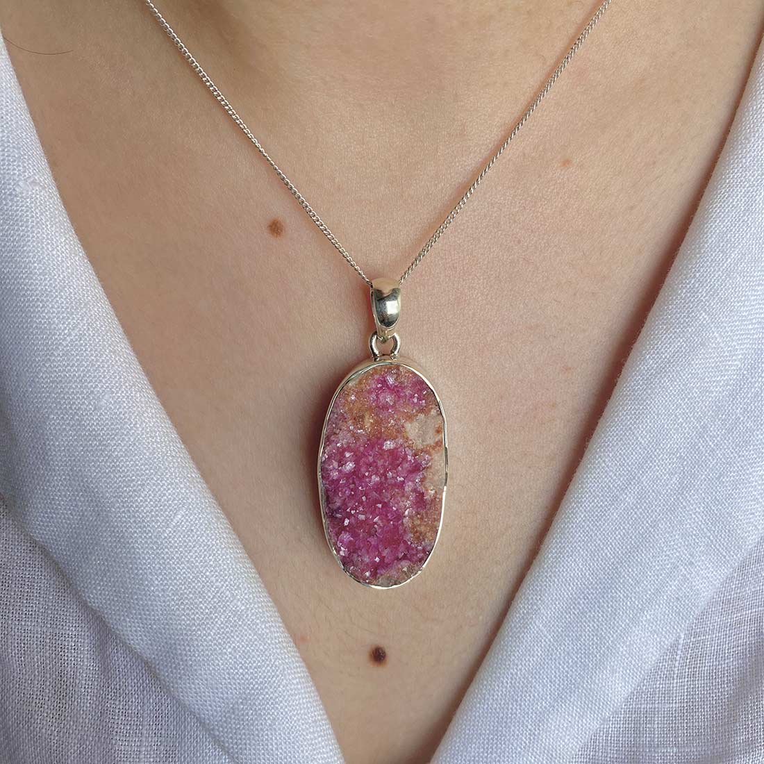 Premium Cobalt Calcite Statement Pendant - Handcrafted Elegance