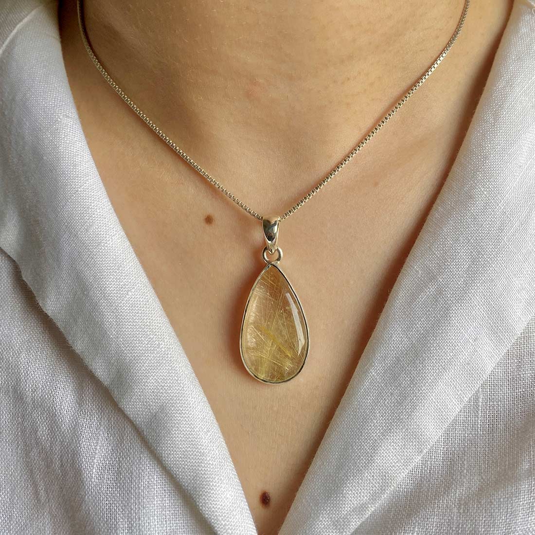 Premium Golden Rutile Pendant - Ultimate Statement Jewelry