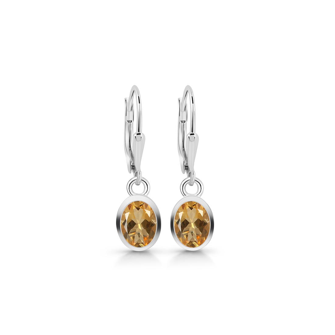 Premium Citrine Leverback Earrings - Elegant 925 Sterling Silver (CIT-SE-547)