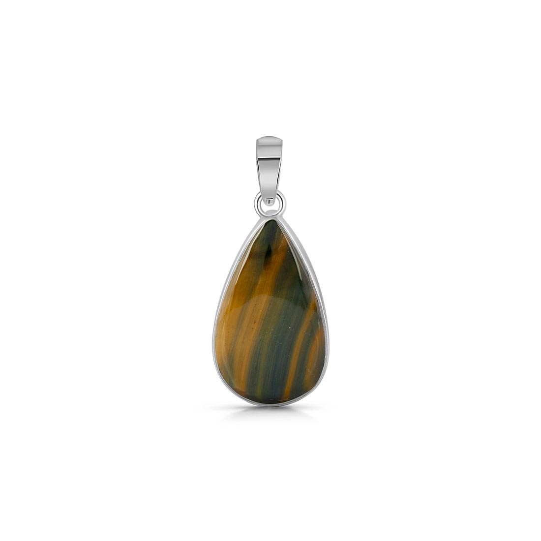 Premium Blue Tiger Eye Silver Pendant - BTE-P-12