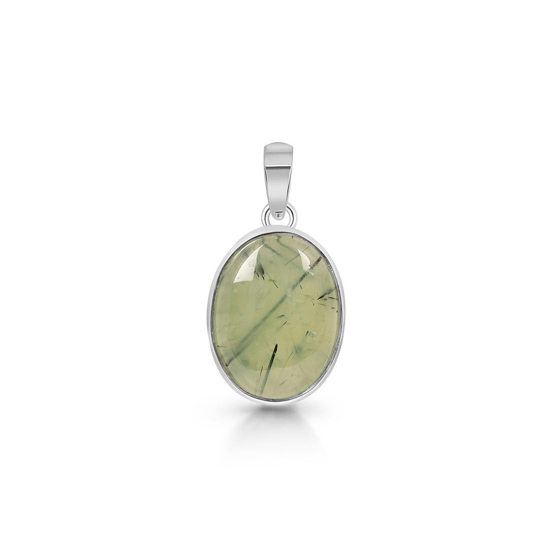 Premium Prehnite Statement Pendant - PRN-P-25 | Elegant Green Gemstone Jewelry