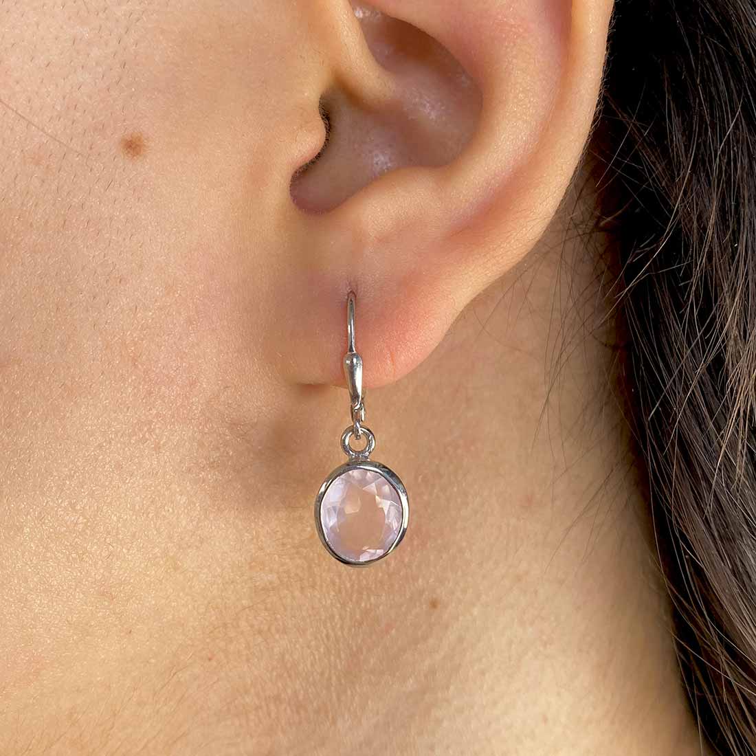 Premium Rose Quartz Leverback Earrings - Elegant & Calming (RSQ-SE-713)