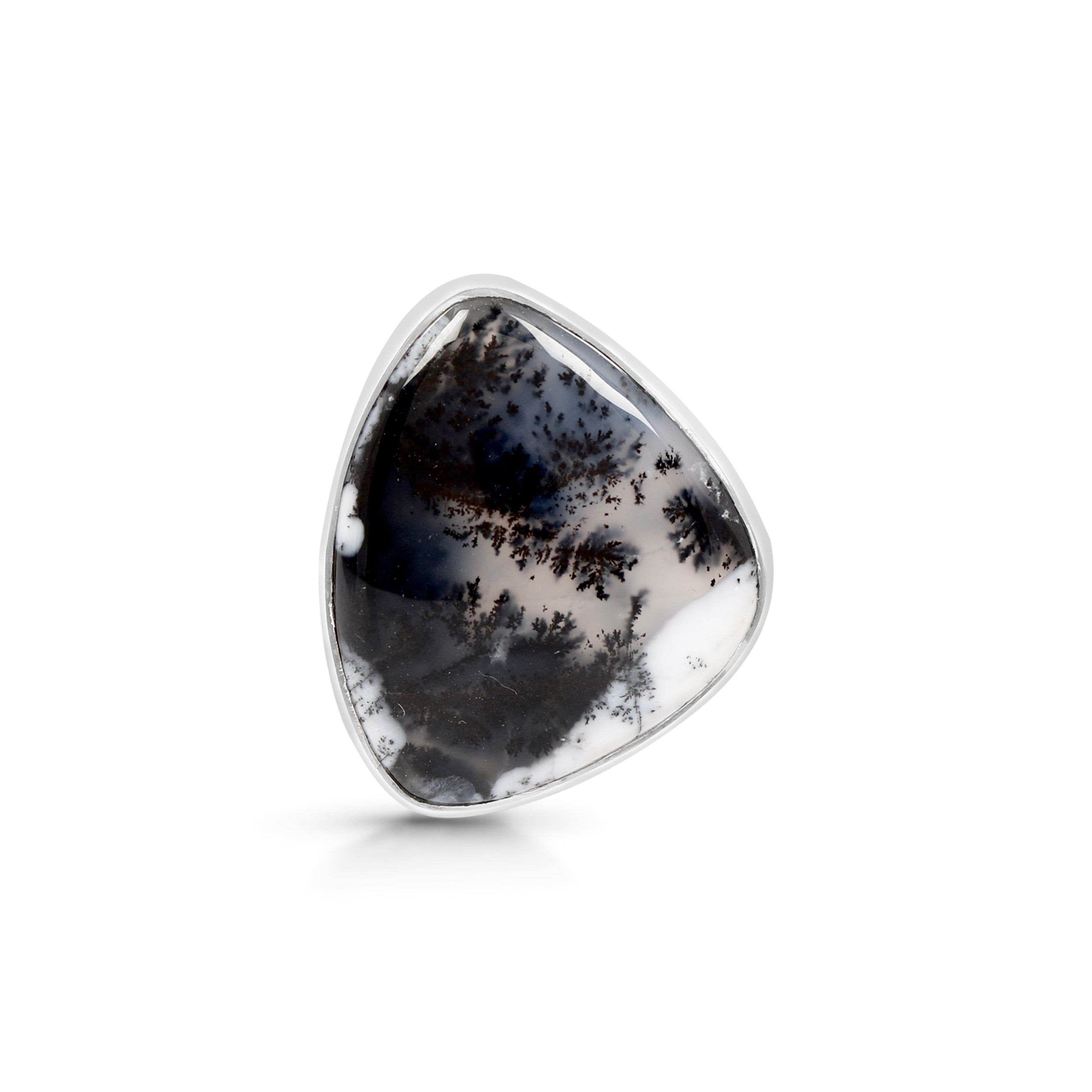 Premium Dendritic Agate Adjustable Ring - Elegant Tree-Inspired Design (DDA-R-32)