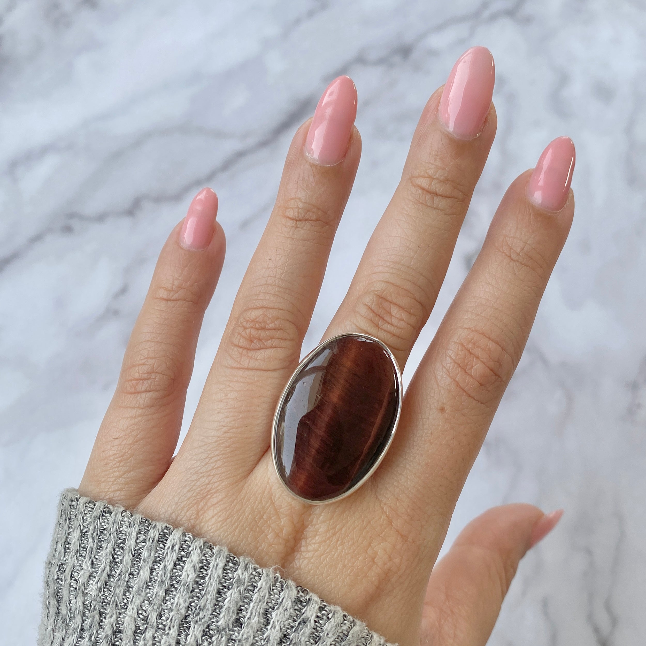 Premium Red Tiger Eye Adjustable Ring - Bold & Authentic (RTE-R-21)