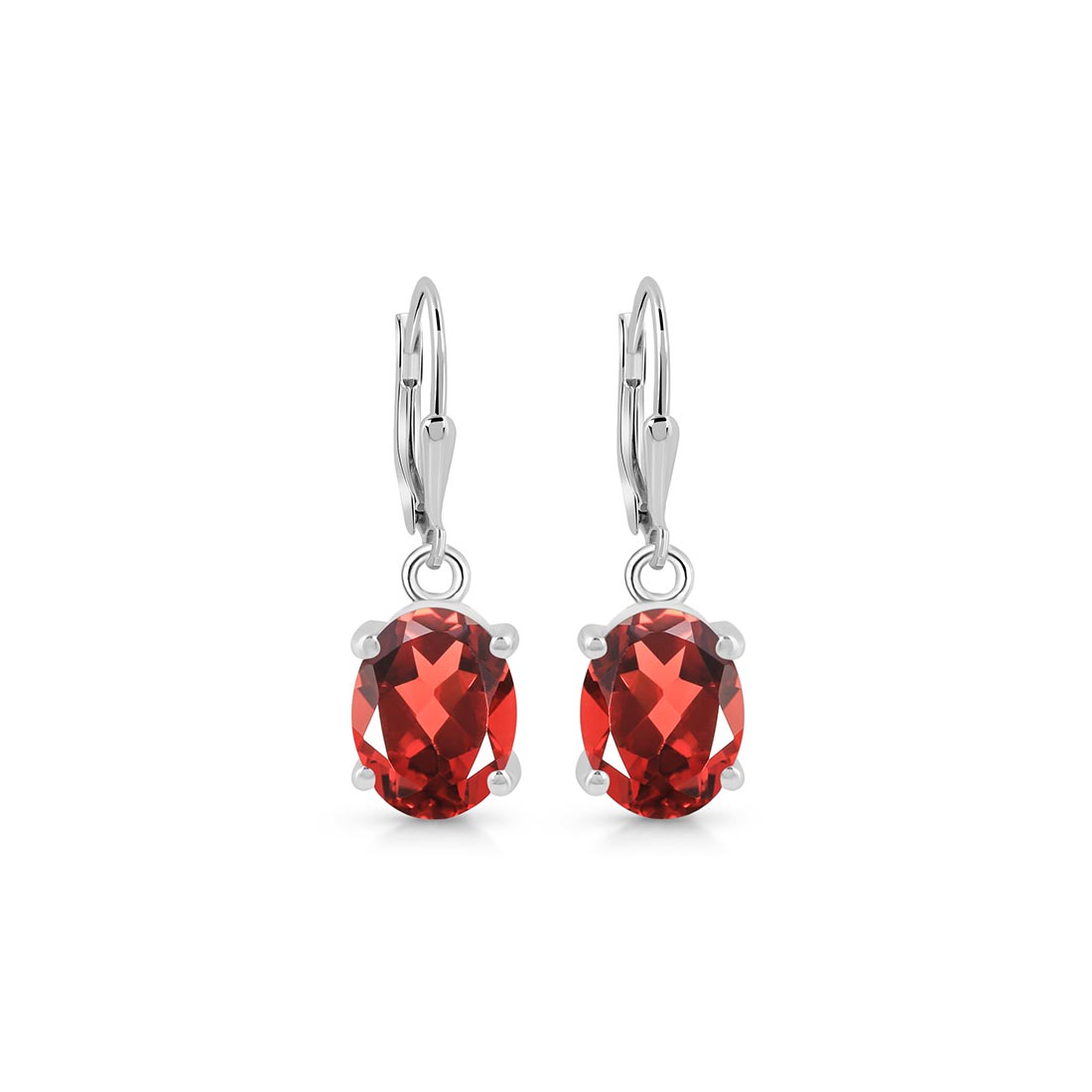 Premium Garnet Leverback Earrings - Elegant Red Gemstone Jewelry