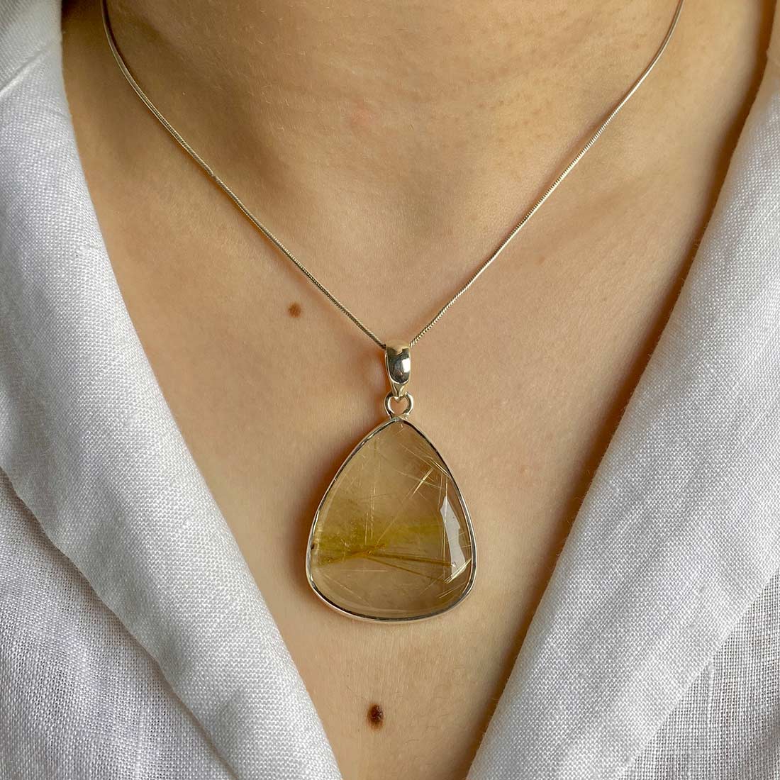 Premium Golden Rutile Pendant - GDR-P-7 | Elegant Statement Jewelry