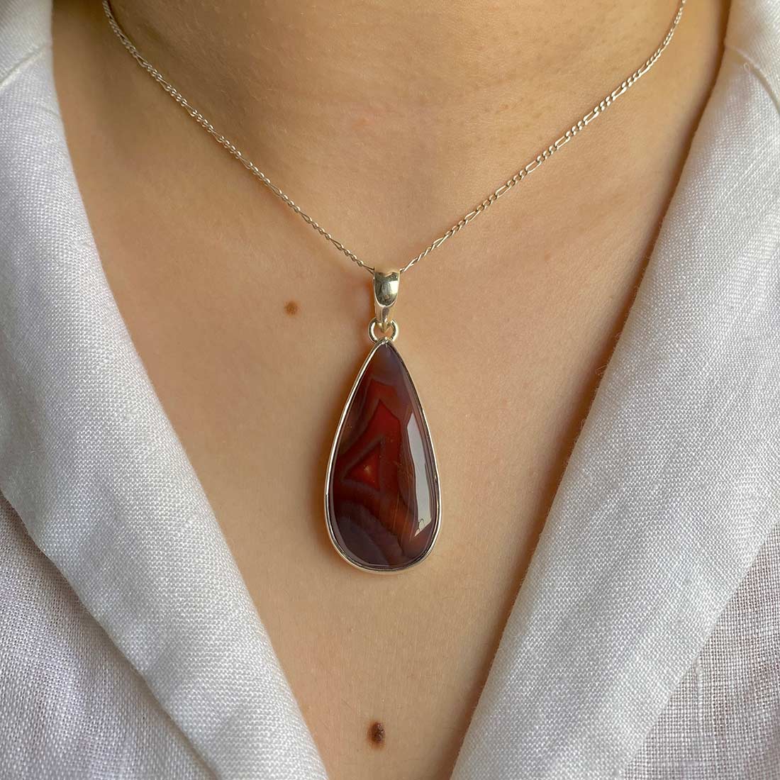 Premium Botswana Agate Pendant - Sterling Silver Statement Jewelry