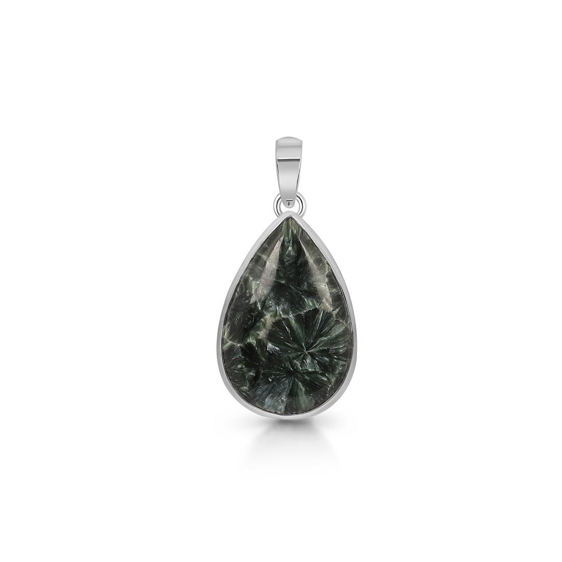 Premium Seraphinite Pendant - Elegant 925 Sterling Silver Jewelry (SER-P-12)