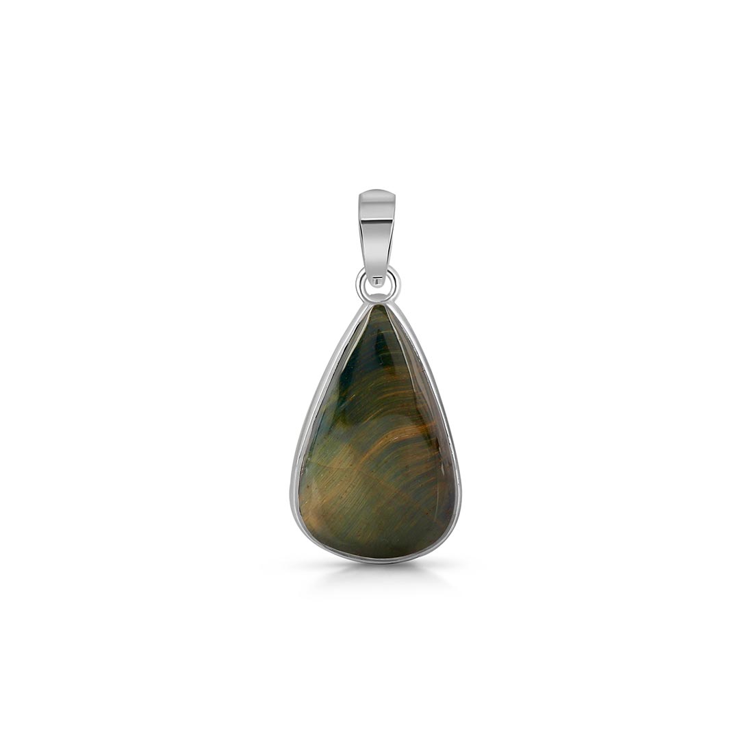 Premium Blue Tiger Eye Silver Pendant - BTE-P-9