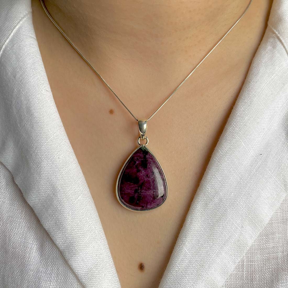 Premium Pink Ruby Zoisite Pendant - Elegant 925 Sterling Silver Jewelry