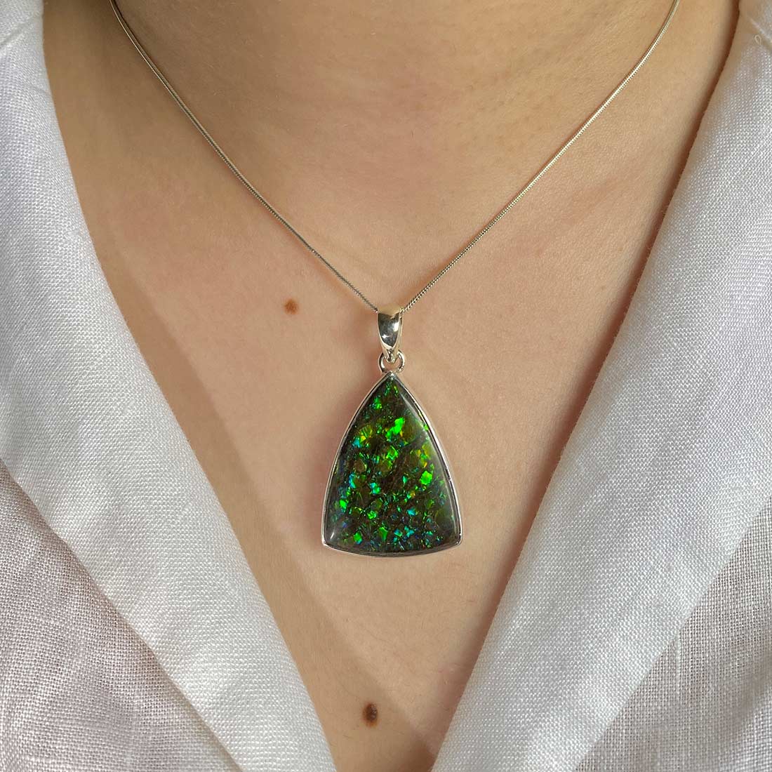 Premium Ammolite Statement Pendant - AML-P-2 (925 Sterling Silver)