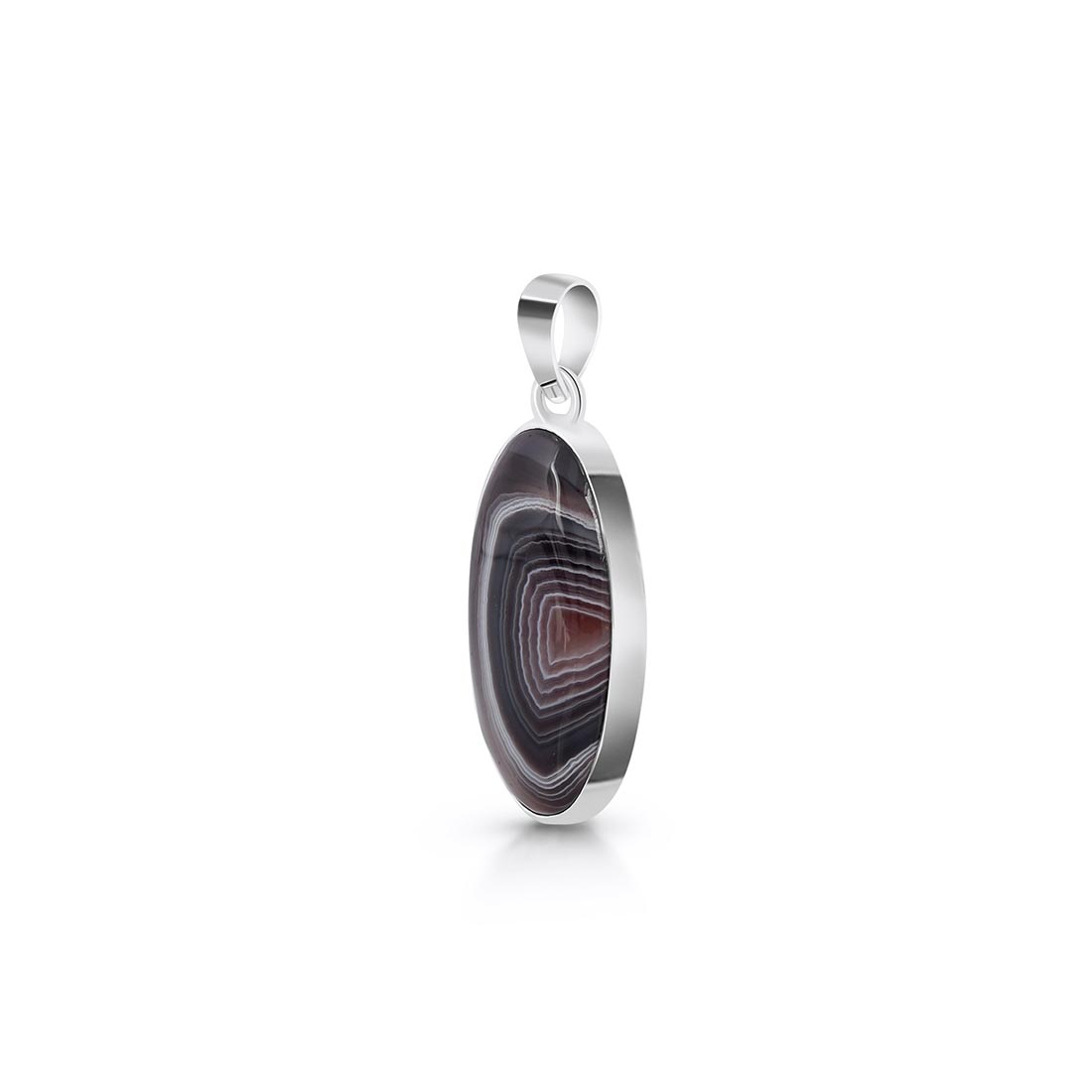 Premium Botswana Agate Pendant - Sterling Silver Elegance