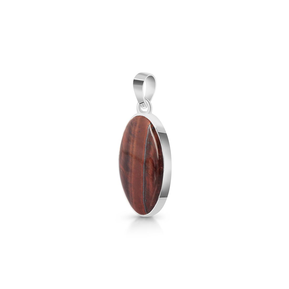 Premium Red Tiger Eye Pendant - Elegant 925 Sterling Silver Jewelry