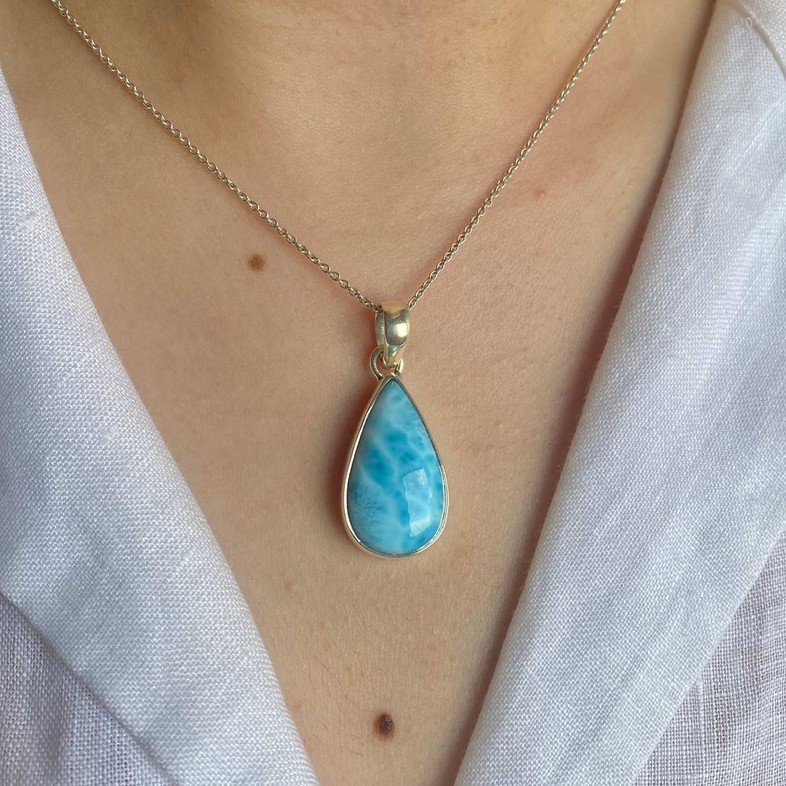 Premium Larimar Healing Pendant - LAR-P-1