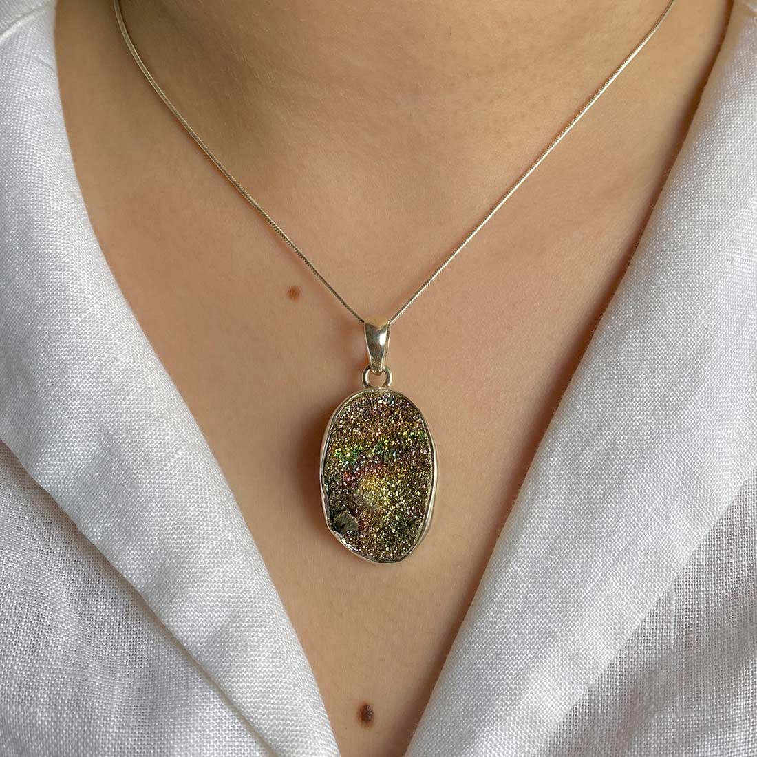 Premium Spectropyrite Druzy Pendant - Ultimate Style Statement