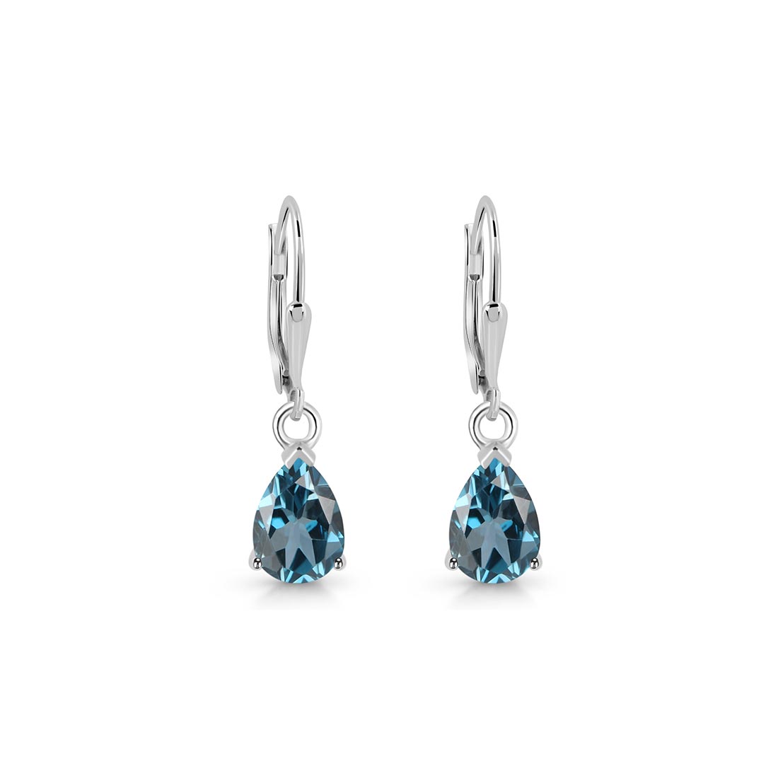 Premium London Blue Topaz Leverback Earrings - Ultimate Elegance