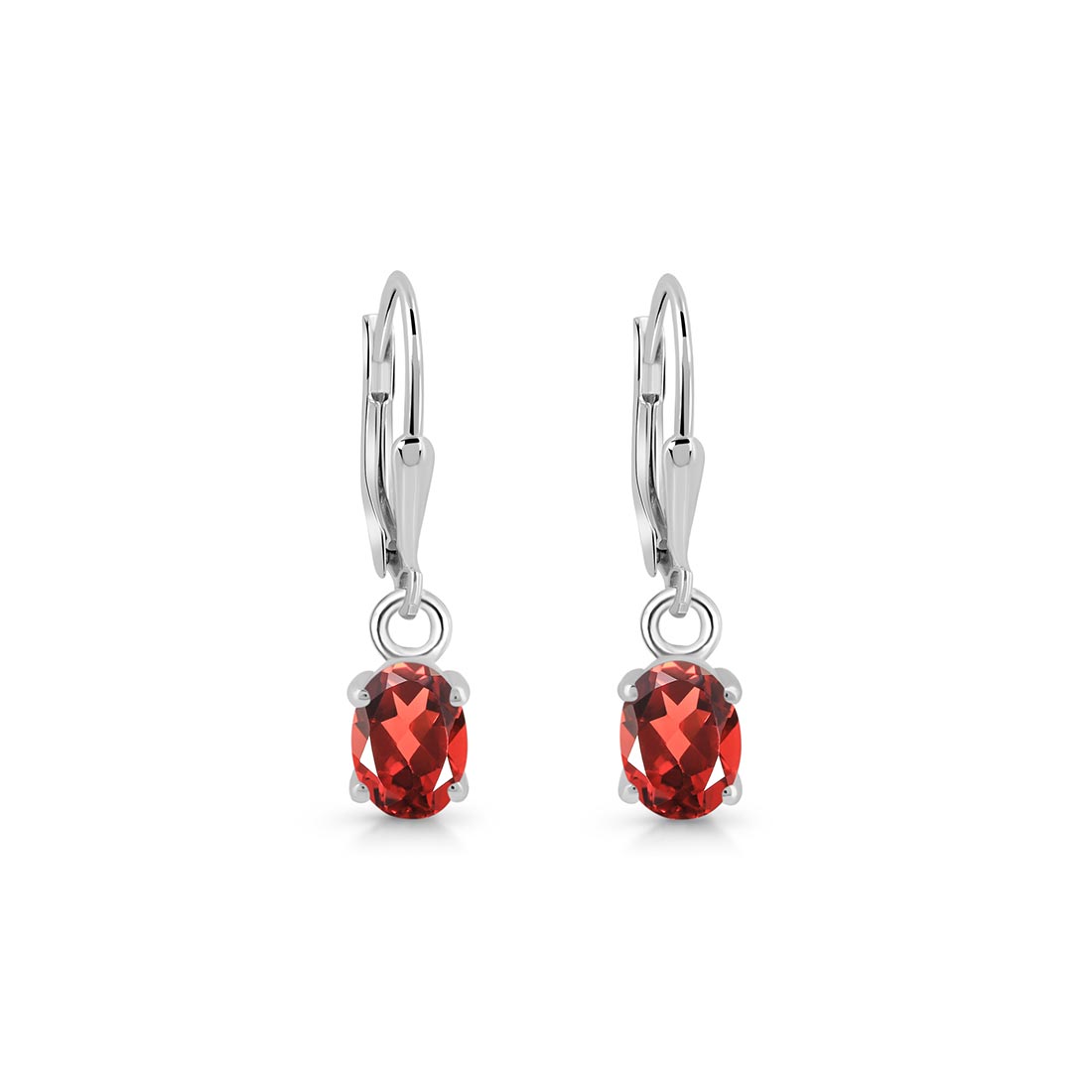 Premium Garnet Leverback Earrings - Elegant 925 Sterling Silver