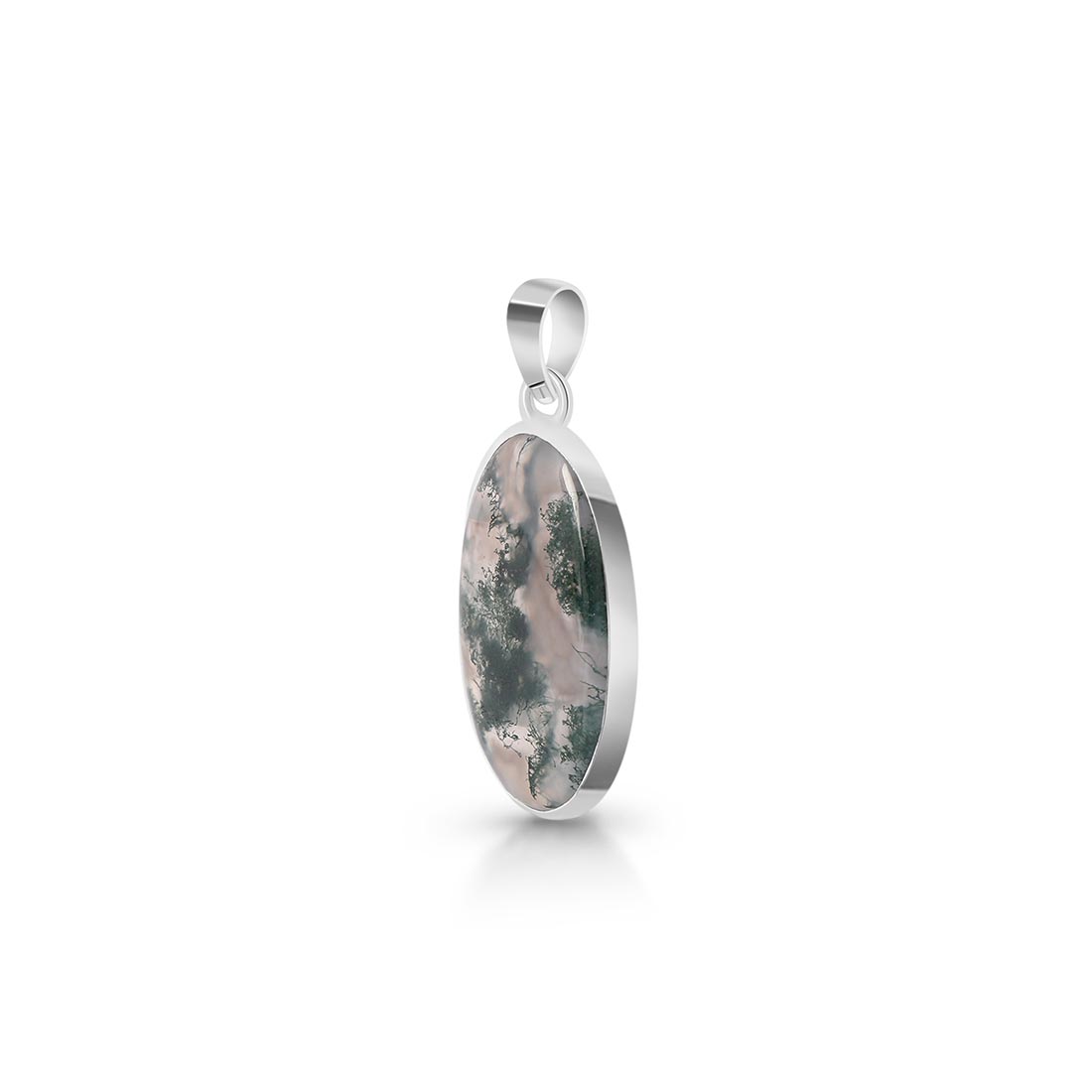 Premium Moss Agate Pendant - Elegant 925 Sterling Silver (MOA-P-31)