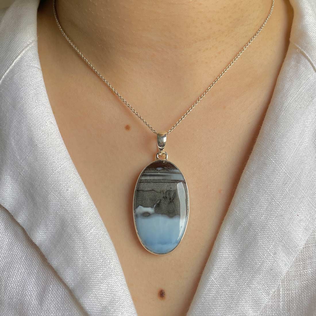 Premium Blue Opal Pendant - Ultimate Elegance (BLO-P-11)