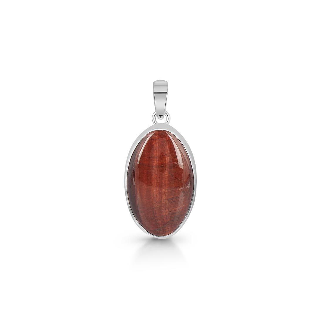 Premium Red Tiger Eye Pendant - Sterling Silver Statement Piece