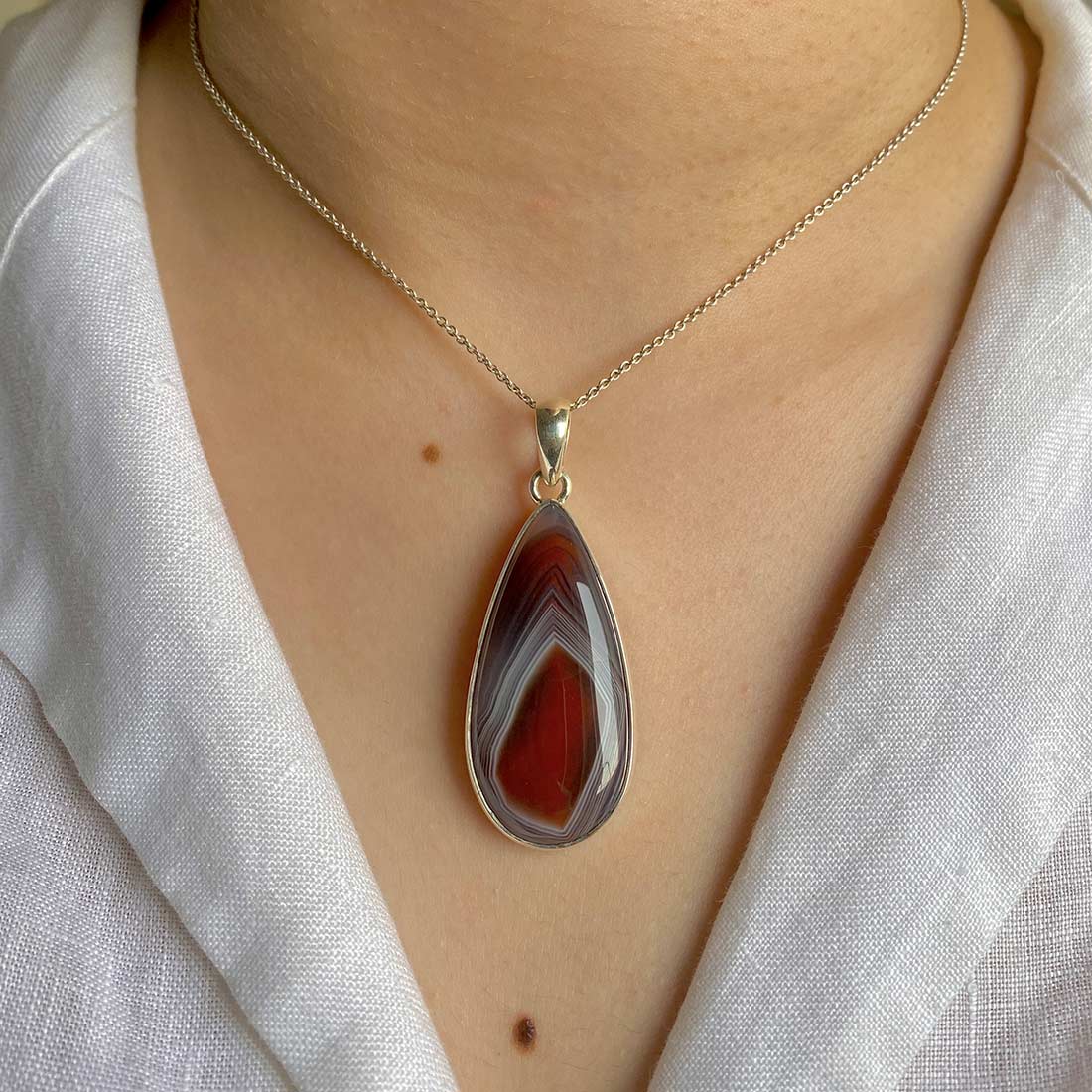 Premium Botswana Agate Healing Pendant - Sagacia Jewelry (RBA-P-14)