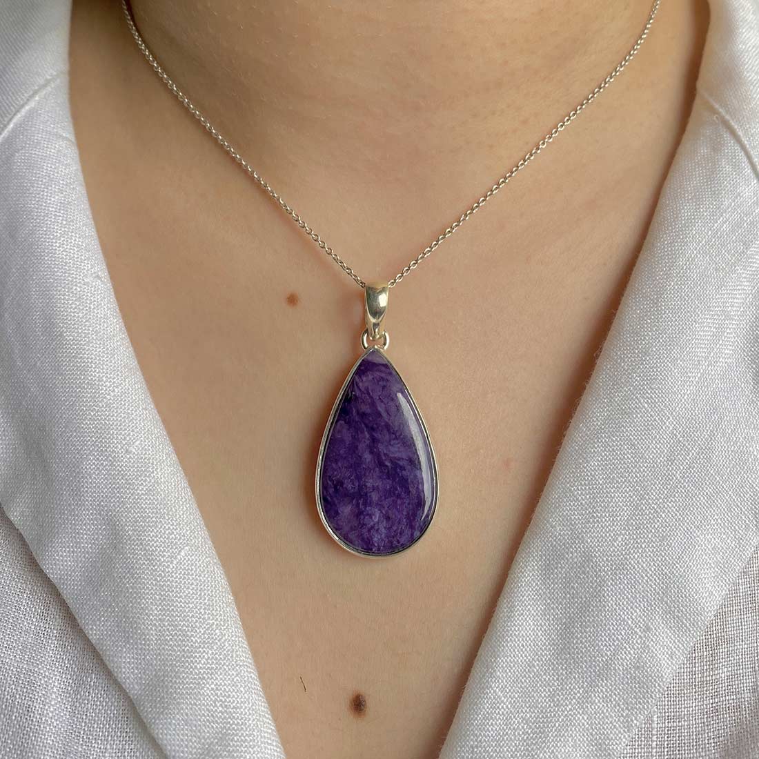 Premium Charoite Pendant - Elegant Purple Statement Jewelry